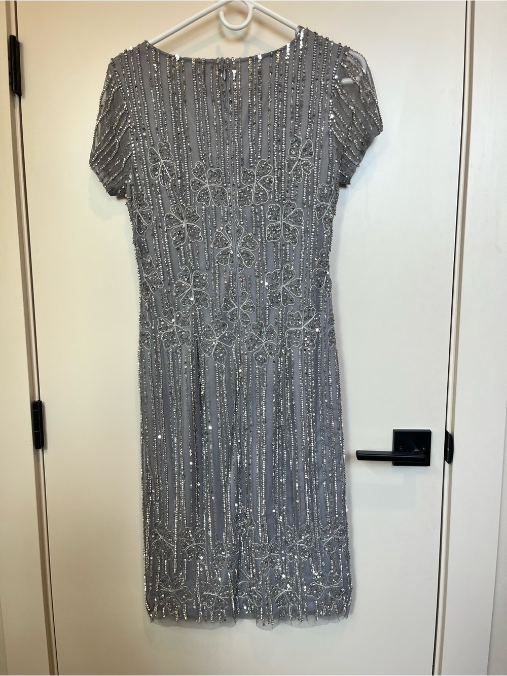 Adrianna Papell Silver Beaded Midi Dress - Picture 2 of 4